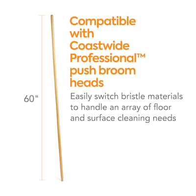 Coastwide Professional™ 60" Wood Push Broom Handle, Threaded Wood Tip (CW57740)