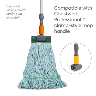 Coastwide Professional™ Looped-End Wet Mop Head, Medium, Recycled PET/Cotton Blend, 5" Headband, Blue (CW57753)