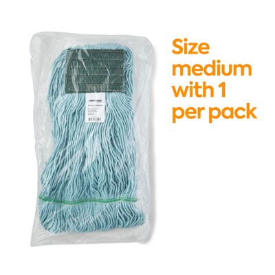 Coastwide Professional™ Looped-End Wet Mop Head, Medium, Recycled PET, 5" Headband, Blue (CW57752)