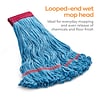 Coastwide Professional™ Looped-End Wet Mop Head, Large, Recycled Blend, 5 Headband, Blue (CW57750)