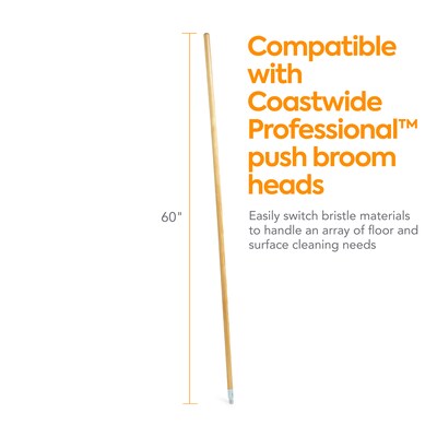 Coastwide Professional™ 60" Wood Push Broom Handle, Threaded Metal Tip (CW57741)