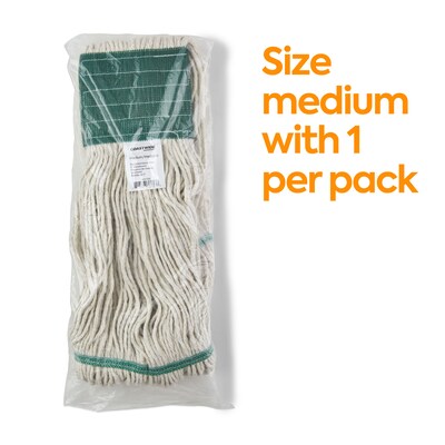 Coastwide Professional™ Looped-End Wet Mop Head, Medium, Cotton, 5" Headband, White (CW57749)