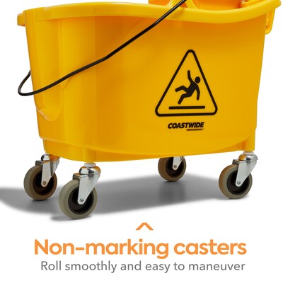 Coastwide Professional™ Bucket & Side-Press Wringer, 35 Qt., Yellow/Black (CW21871)