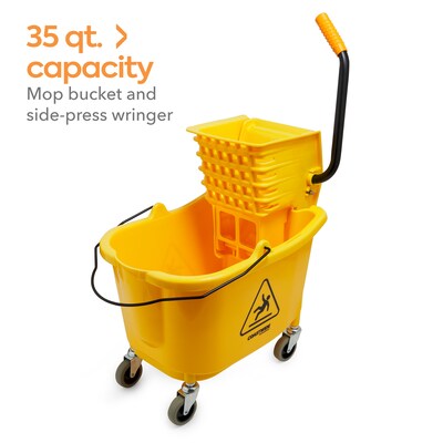 Coastwide Professional™ Bucket & Side-Press Wringer, 35 Qt., Yellow/Black (CW21871)