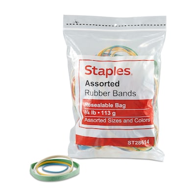 Staples Multi-Purpose Assorted Rubber Bands, Assorted Colors, 200/Pack (ST28614/28614)