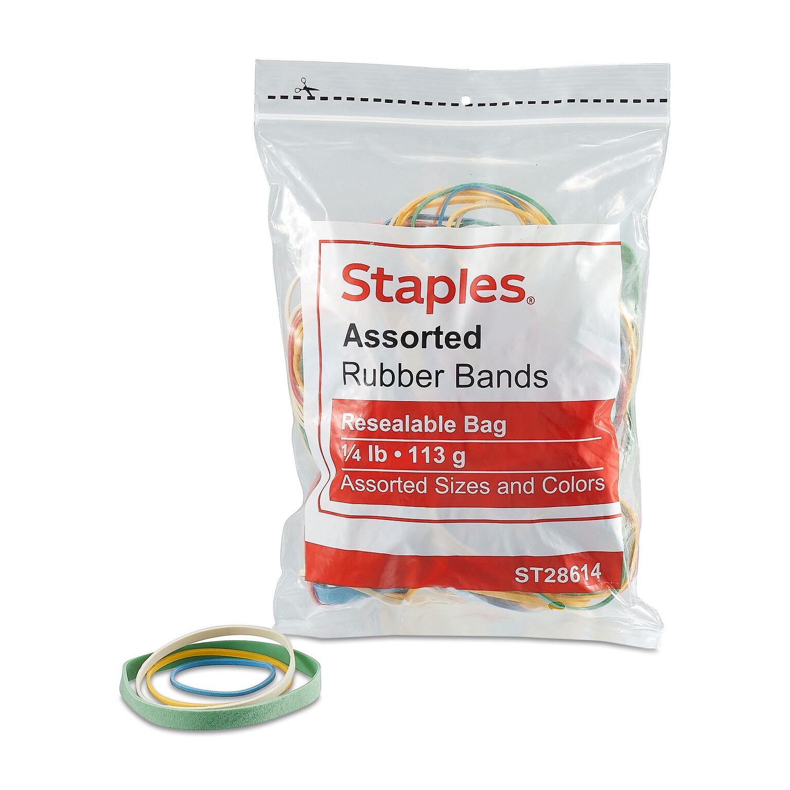Staples Multi-Purpose Assorted Rubber Bands, Assorted Colors, 200/Pack (ST28614/28614)