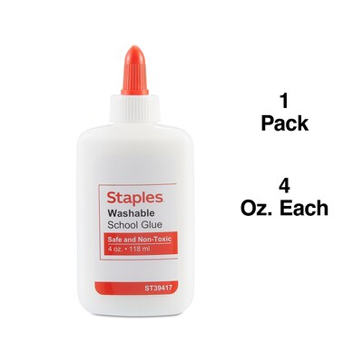 Staples® Washable Removable Liquid School Glue, 4 oz., White (ST39417/39417)