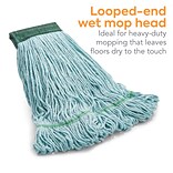 Coastwide Professional™ Looped-End Wet Mop Head, Medium, Recycled PET/Cotton Blend, 5 Headband, Blu