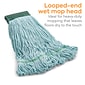 Coastwide Professional™ Looped-End Wet Mop Head, Medium, Recycled PET/Cotton Blend, 5" Headband, Blue (CW57753)