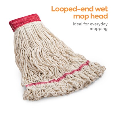 Coastwide Professional™ Looped-End Wet Mop Head, Large, Cotton, 5" Headband, White (CW57748)