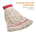 Coastwide Professional™ Looped-End Wet Mop Head, Large, Cotton, 5 Headband, White (CW57748)