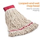 Coastwide Professional™ Looped-End Wet Mop Head, Large, Cotton, 5" Headband, White (CW57748)