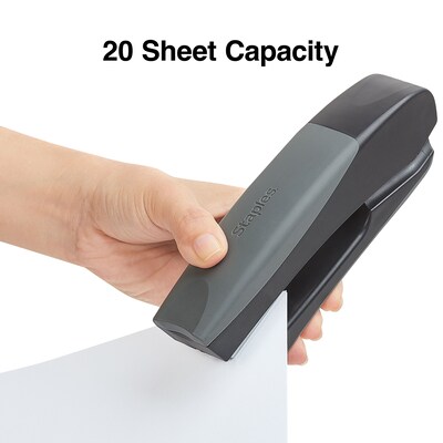 Staples Desktop/Handheld Stapler, 20 Sheet Capacity, Black and Gray (40897)