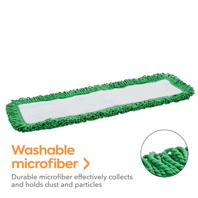 Coastwide Professional™ Looped-End Dust Mop Head, Microfiber, 24" x 5", Green (CW56770)