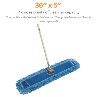 Coastwide Professional™ Looped-End Dust Mop Head, Cotton, 36" x 5", Blue (CW56760)