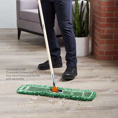 Coastwide Professional™ Looped-End Dust Mop Head, Microfiber, 24" x 5", Green (CW56770)