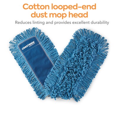 Coastwide Professional™ Looped-End Dust Mop Head, Cotton, 36" x 5", Blue (CW56760)