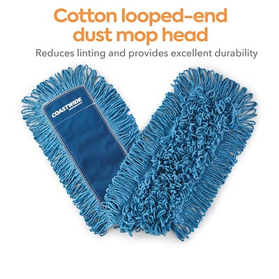 Coastwide Professional™ Looped-End Dust Mop Head, Cotton, 36 x 5, Blue (CW56760)