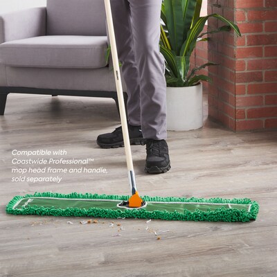 Coastwide Professional™ Looped-End Dust Mop Head, Microfiber, 36" x 5", Green (CW56771)