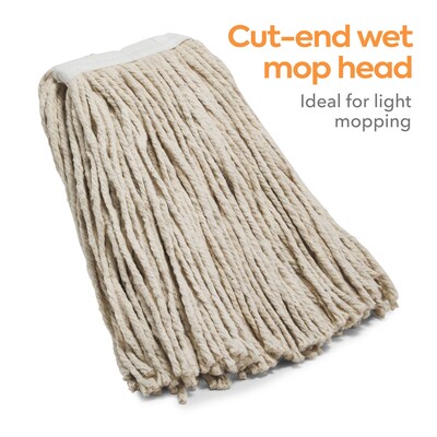 Coastwide Professional™ Cut-End Wet Mop Head, #16, Cotton, 1" Headband, White (CW57742)