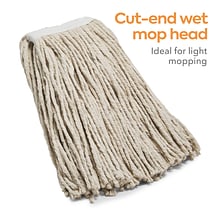 Coastwide Professional™ Cut-End Wet Mop Head, #16, Cotton, 1 Headband, White (CW57742)