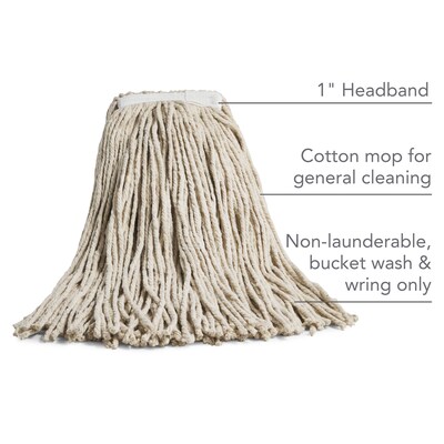 Coastwide Professional™ Cut-End Wet Mop Head, #32, Cotton, 1" Headband, White (CW57745)