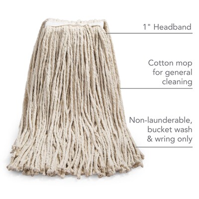 Coastwide Professional™ Cut-End Wet Mop Head, #24, Cotton, 1" Headband, White (CW57744)