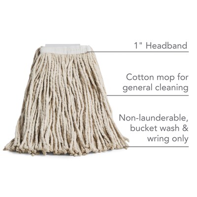 Coastwide Professional™ Cut-End Wet Mop Head, #16, Cotton, 1" Headband, White (CW57742)