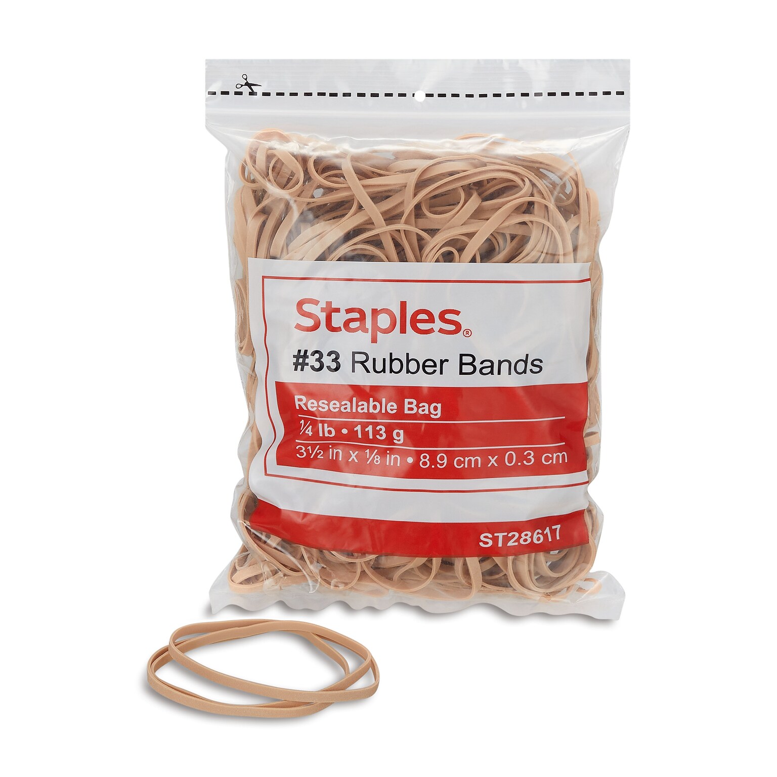 Staples Economy #33 Rubber Band, 3-1/2 x 1/8, 175/Pack (28617-CC)