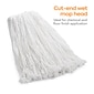 Coastwide Professional™ Cut-End Wet Mop Head, #24, Rayon, 1" Headband, White (CW57746)