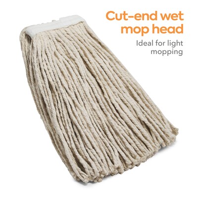 Coastwide Professional™ Cut-End Wet Mop Head, #20, Cotton, 1 Headband, White (CW57743)