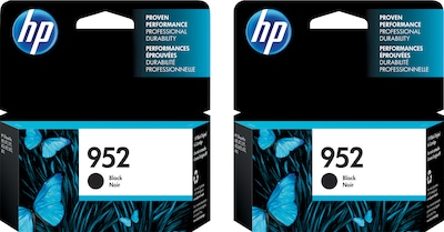 HP 952 Black Standard Yield Ink Cartridge, 2/Pack
