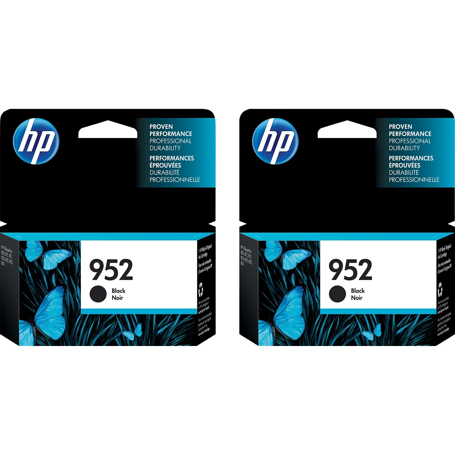 HP 952 Black Standard Yield Ink Cartridge, 2/Pack