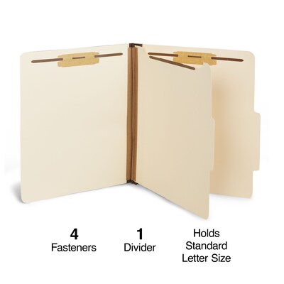 Staples® Classification Folder, 1-Dividers, 1 3/4 Expansion, Letter Size, Manila, 10/Box (ST384873/