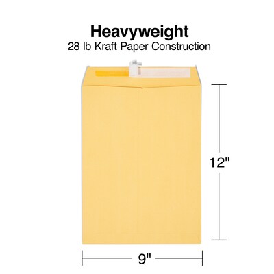 Quill Brand® 250/Box Easy Close Catalog Envelope, 9" x 12", Brown Kraft (PS91228B)