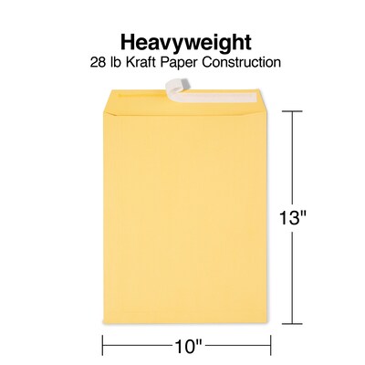 Quill Brand® 250/Box Easy Close Catalog Envelope, 10" x 13", Brown Kraft (PS101328B)
