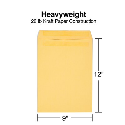 Staples® Kraft Self-Sealing Catalog Envelopes; 9" x 12", Brown, 250/Box (486931/14245)