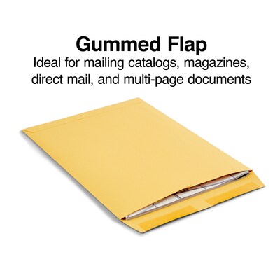 Staples Gummed Kraft Catalog Envelopes, 9.5L x 12.5H, Brown, 100/Box (SPL534743)