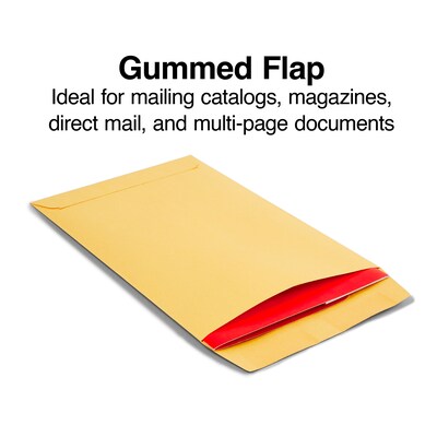 Staples® Gummed Kraft Catalog Envelopes; 9" x 6", Brown, 500/Box (381944/17027)