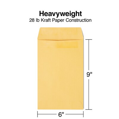 Staples Self-Sealing Kraft Catalog Envelopes, 6" x 9", Brown, 100/Box (381964/17061)