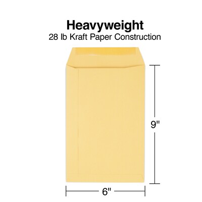 Quill Brand® 500/Box Gummed Catalog Envelope, 6" x 9", Kraft (OE6928)