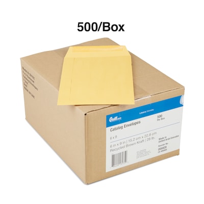 Quill Brand® Gummed Catalog Envelope, 6" x 9", Kraft, 500/Box (OE6928)