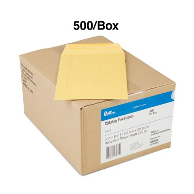 Quill Brand® 500/Box Gummed Catalog Envelope, 6" x 9", Kraft (OE6928)