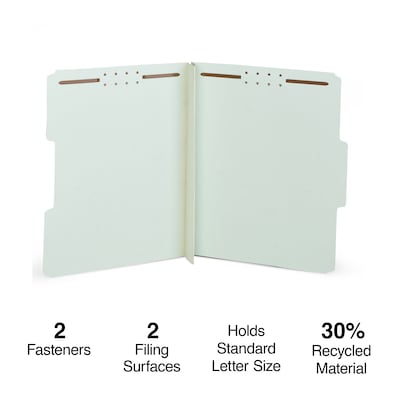 Staples® 60% Recycled Classification Folders, 3" Expansion, Letter Size, Light Green, 25/Box (TR18354)