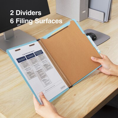 Staples® Pressboard Classification Folder, 2-Dividers, 2 1/2" Expansion, Letter Size, Light Blue, 20/Box (ST614434/TR6144)