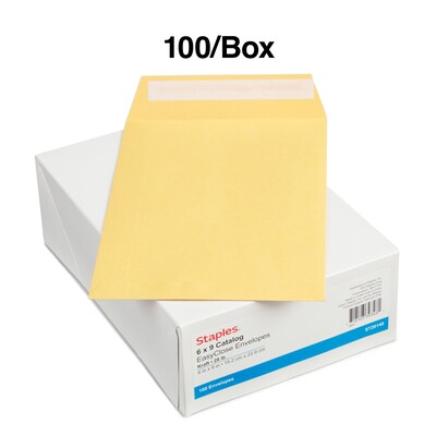 Staples QuickStrip EasyClose Kraft Self Seal #1 Catalog Envelopes, 6" x 9", Kraft, 100/Box (ST20140/20140)