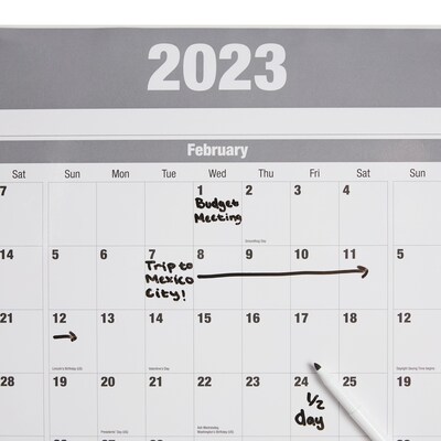 2023 Quill Brand® 32" x 48" Monthly Dry Erase Wall Calendar w/Marker, Reversible, Gray (5216723QCC)