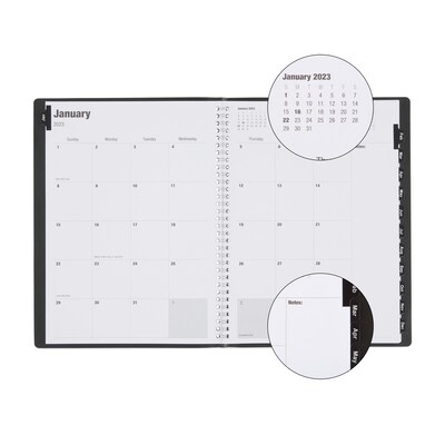 2023 Quill Brand® 8" x 11 14-Month Monthly Planner, 8x11, Black (5216023QCC)