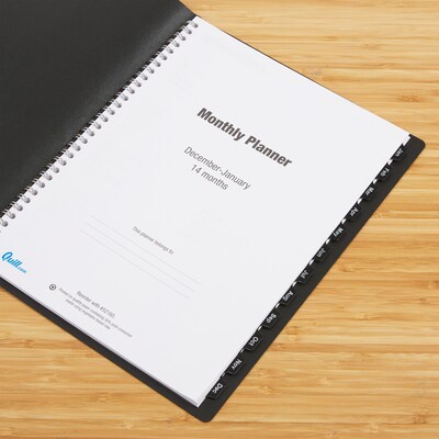 2023 Quill Brand® 8" x 11 14-Month Monthly Planner, 8x11, Black (5216023QCC)