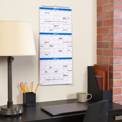 2023 Quill Brand® 27" x 12" Vertical Wall Calendar, Blue (5216623QCC)